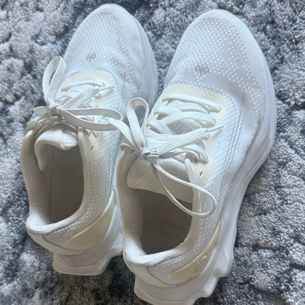ALO Yoga All-White Knit Lace-Up Sneakers